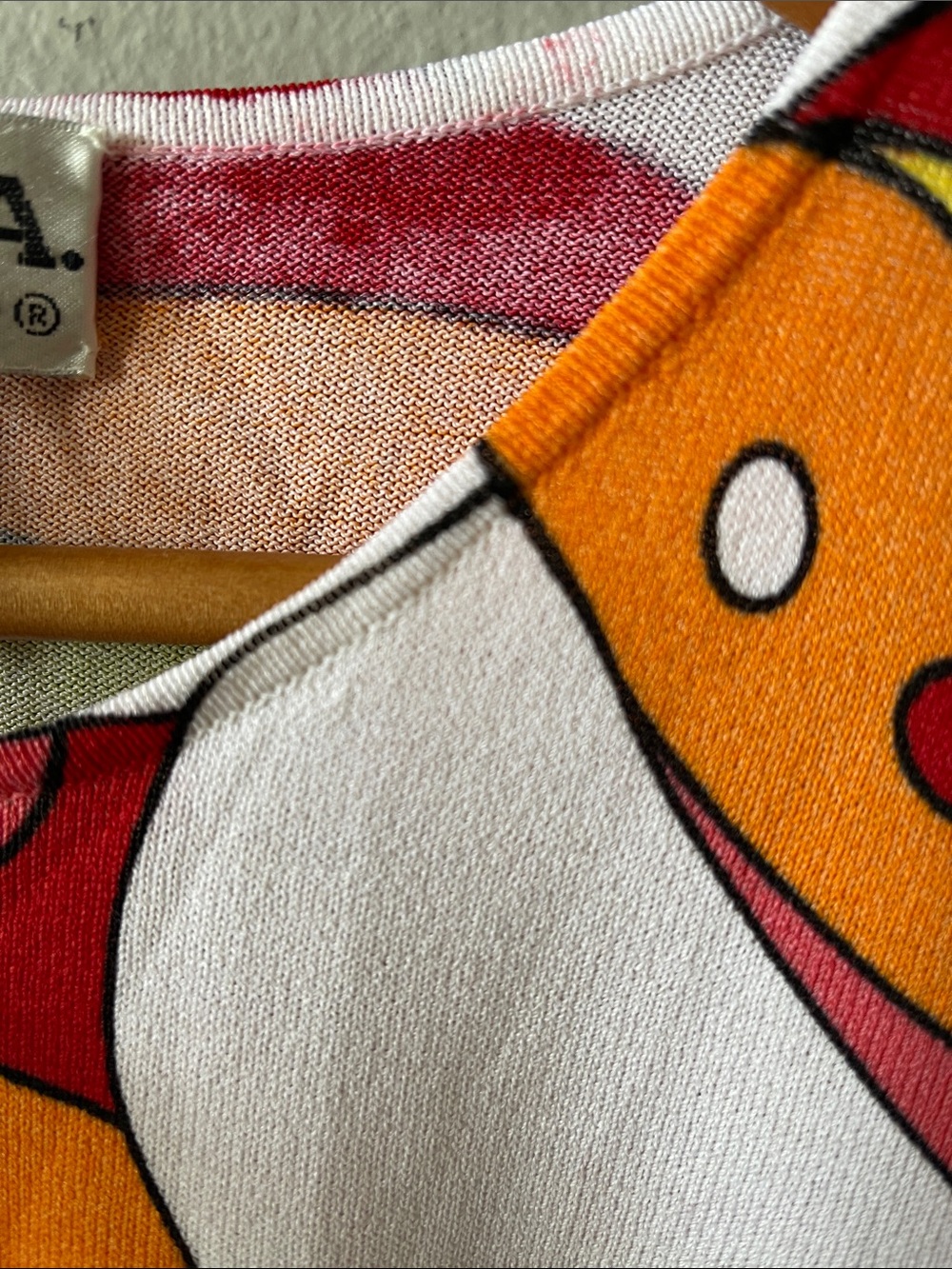 Joseph A Y2K Vibrant Swirl Print 3/4 Sleeve Top in Pink, Orange, Lime & White - Picture 6 of 7
